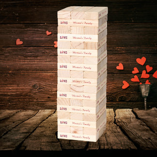 Love Gnome Your Family Name Valentines Topple Tower