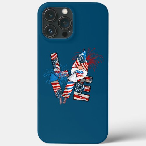 Love Gnomes And Firework American US Flag 4th Of iPhone 13 Pro Max Case