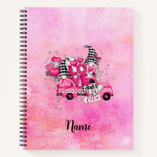 Love Gnomes in a Vintage Truck Notebook (Front)