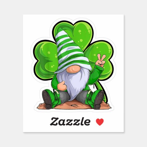 LOVE Gnomes Irish Shamrock Lucky St Patricks Day Sticker