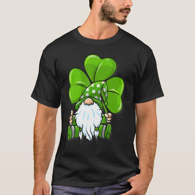 Love Gnomes Irish Shamrock St Patrick's Day Four L T-Shirt (Front)