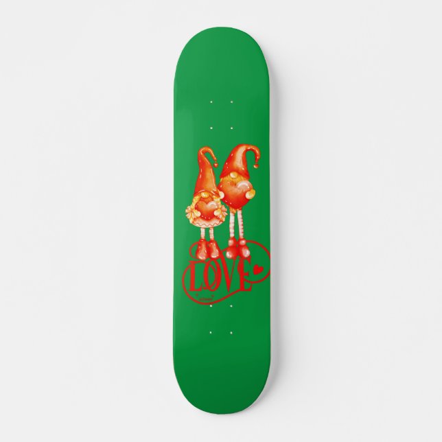 LOVE GNOMES  romantic valentines day gift idea     Skateboard (Front)