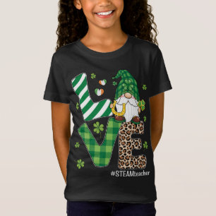 Love Gnomes STEAM Teacher St Patricks Day Leopard  T-Shirt