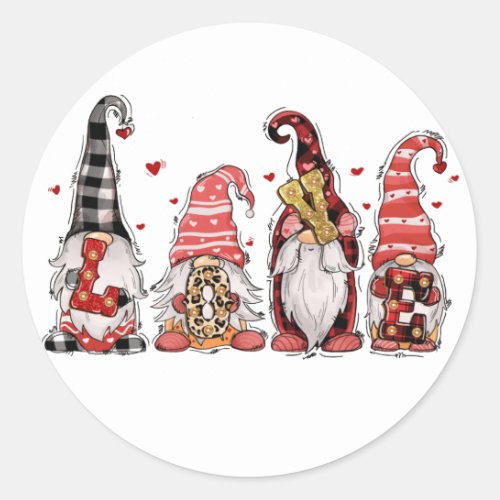 Love Gnomes Valentines Day Classic Round Sticker