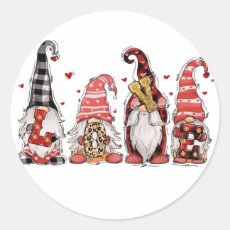 Love Gnomes Valentines Day Classic Round Sticker