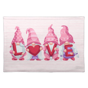 Love Gnomes Valentine's Day Cloth Placemat
