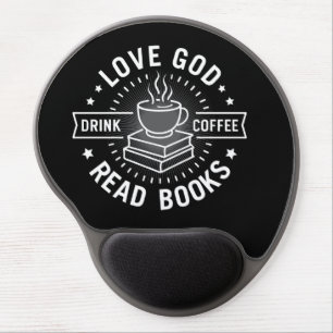 Love God Drink Coffee Read Books Lovers Vintage Gel Mouse Pad