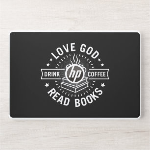 Love God Drink Coffee Read Books Lovers Vintage HP Laptop Skin