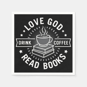 Love God Drink Coffee Read Books Lovers Vintage Napkins