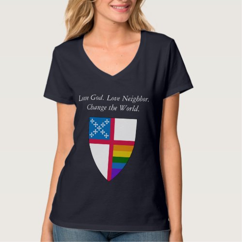 Love God Love Neighbor Episcopal LGBTQ  T_Shirt