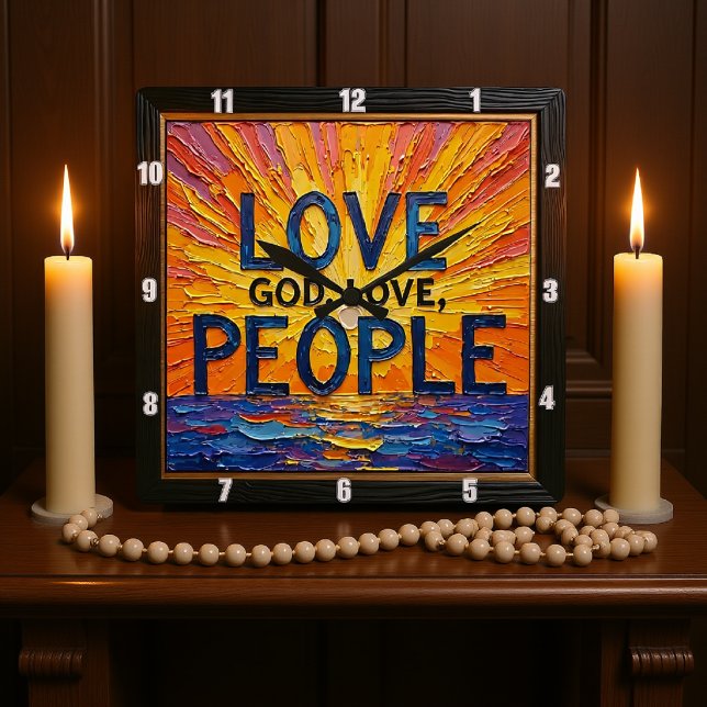 Love God, Love People Artwork Square Wall Clock (Creator Uploaded)