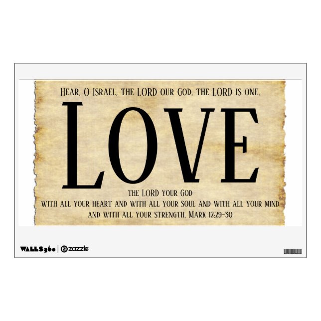 Love God Parchment Bible Verse Wall Decal (Front)
