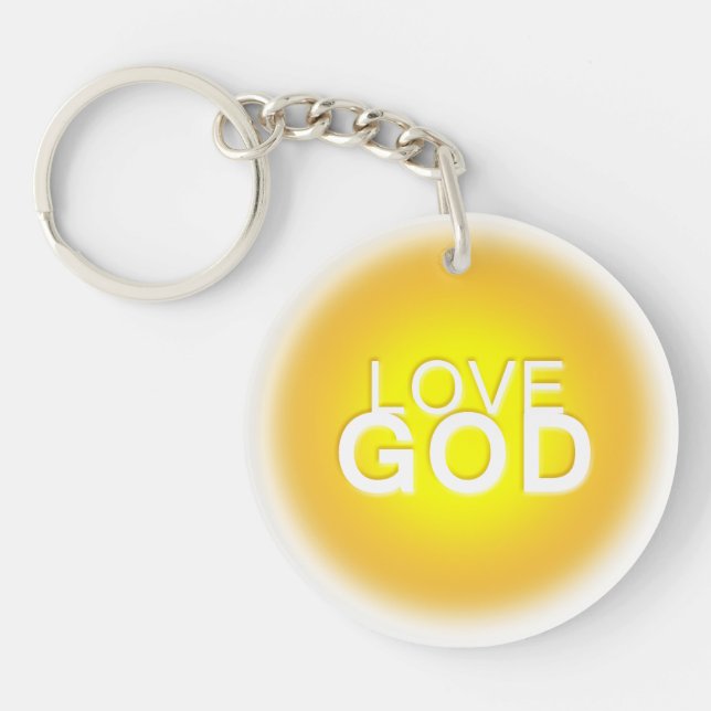 Love God Sunny Golden Yellow Round Keychain (Front)