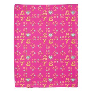 LOVE gold fabric font letters Love around pink Duvet Cover