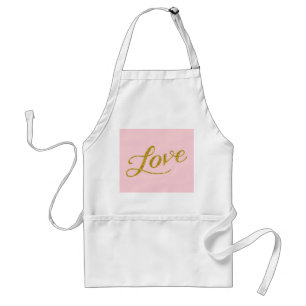 Love Gold Faux Glitter Metallic Inspirational Pink Adult Apron