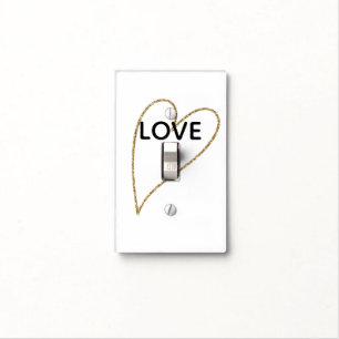 Love Gold Glitter Heart Light Switch Cover
