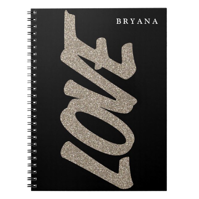 LOVE Gold Glitter Sparkle Modern Notebook (Front)