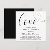 Love Gold Heart Black White Modern Bridal Shower