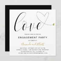 Love Gold Heart Modern Engagement Party