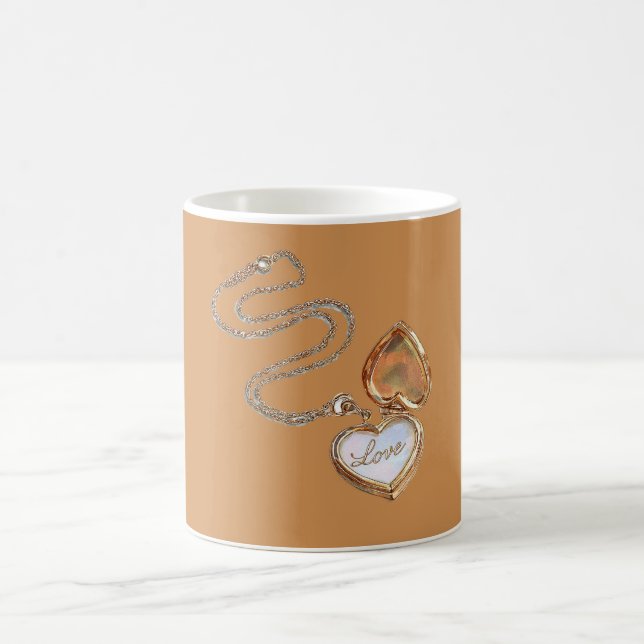 Love Gold Heart Necklace Coffee Mug (Center)