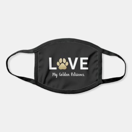 Love Gold Pet Paw Print Custom Dog Name Face Mask