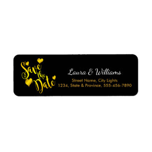 Love Gold Save The Date Heart Shape Brushed Label