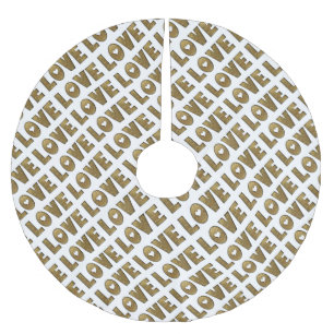 Love Gold Text Word Elegant Golden Decorative Brushed Polyester Tree Skirt