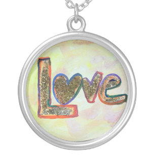 Love Golden Pastels Silver Charm Necklace