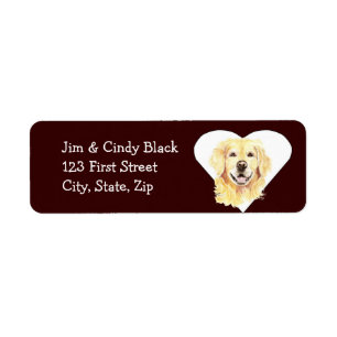 Love Golden Retriever Dog Address Label