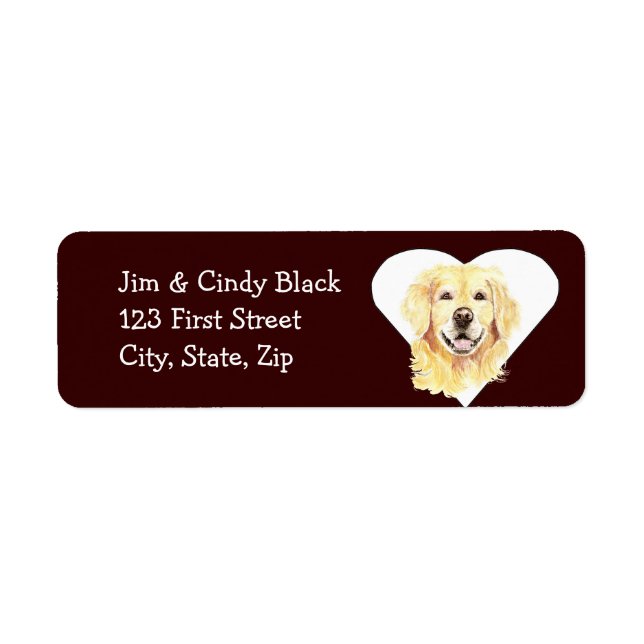 Love Golden Retriever  Dog Address Label (Front)