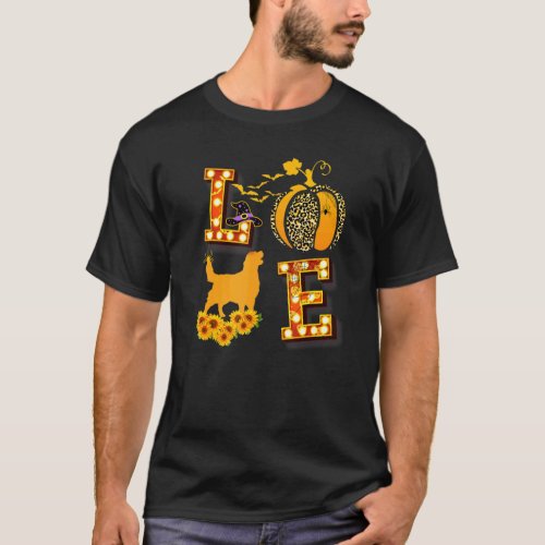 Love Golden Retriever Leopard Print Pumpkin Hallow T_Shirt