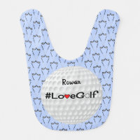 Love golf add name blue pattern baby bib