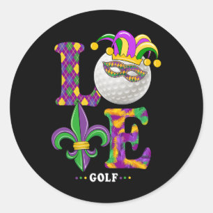 Love Golf Mardi Gras Costume Carnival Golf Lover  Classic Round Sticker