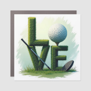 Love Golf: Modern Golf Art Typography Car Magnet