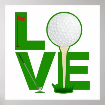Love Golf Print Green Letters by astralcity at Zazzle