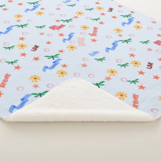 Love Graffiti Doodles, Colorful, Fun Sherpa Blanket