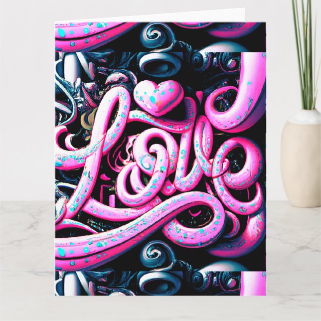 Love Graffiti Pink and Black               Card (Front)