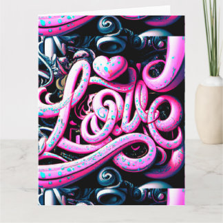 Love Graffiti Pink and Black Card