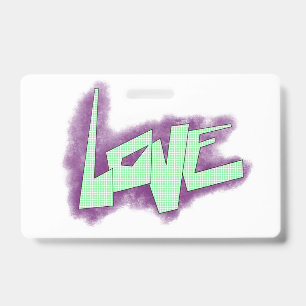 love graffiti purple green mint typography dots  badge