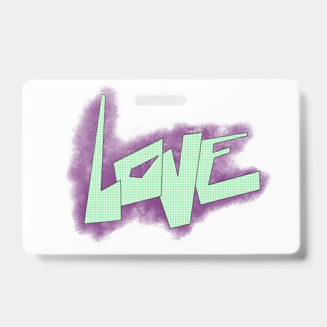 love graffiti purple green mint typography dots  badge (Front)