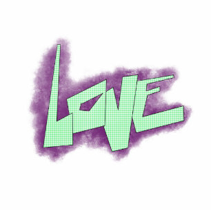 love graffiti purple green mint typography dots  cutout