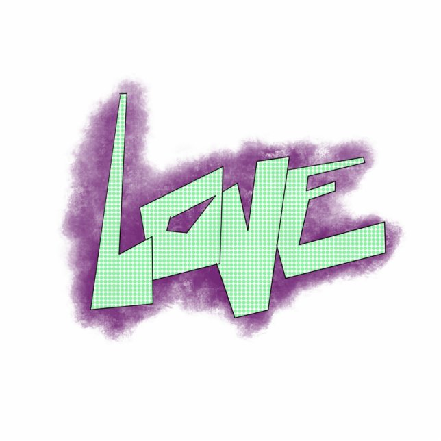 love graffiti purple green mint typography dots  cutout (Front)
