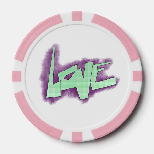 love graffiti purple green mint typography dots  poker chips (Front)