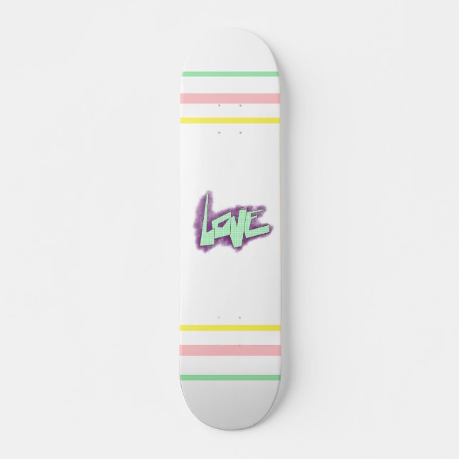 love graffiti purple green mint typography dots  skateboard (Front)