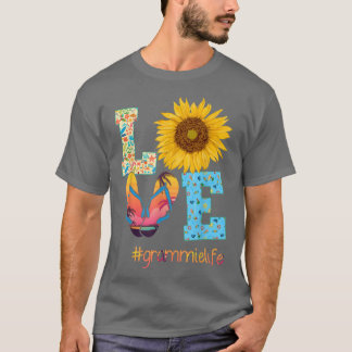 LOVE Grammie Life Flip Flops Sunflower Summer Moth T-Shirt