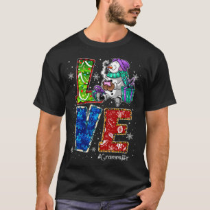 Love Grammy Life Snowman Leopard Thanksgiving gram T-Shirt