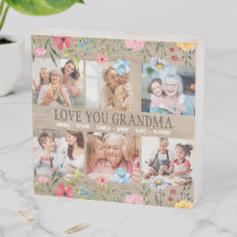 LOVE GRANDMA Custom Name Photo Collage Photo Block