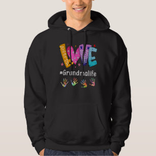 Love Grandma Life Mom Life Hand Happy Mother's Day Hoodie