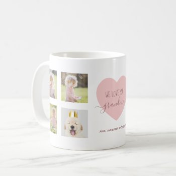 Love Grandma Photo Collage Pink Heart Script Cute Coffee Mug by red_dress at Zazzle