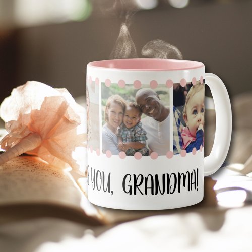 Love Grandma Sweet Blush Pink 4 Photo Collage Mug